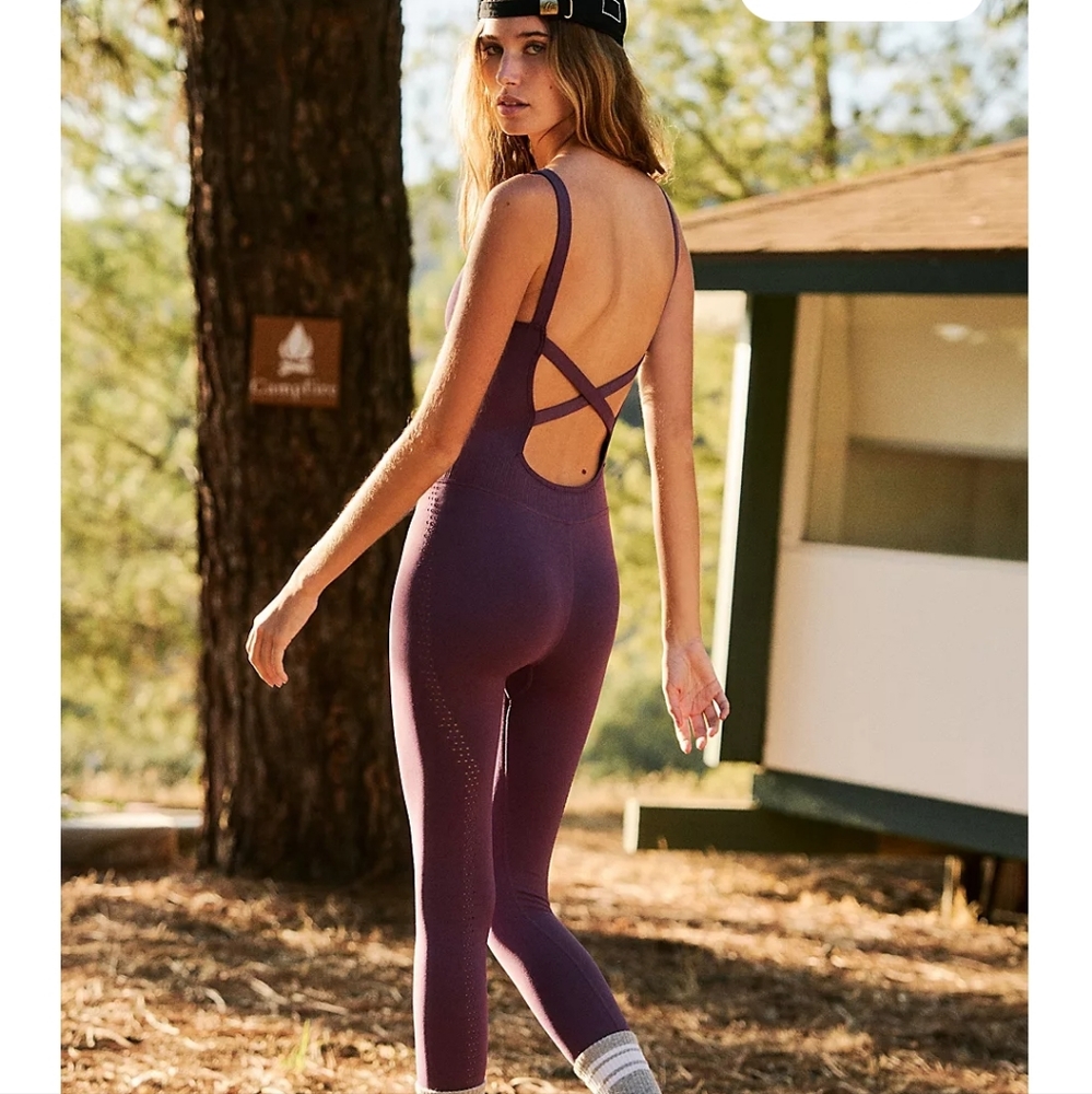 Nwot! Free People movement good karma onesie black cherry